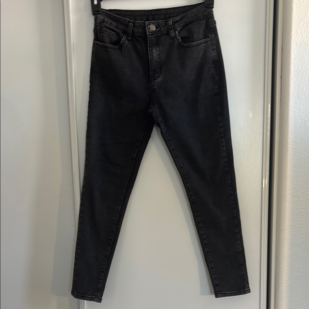 SHEIN washed Black High Rise Jeans Slim Fit